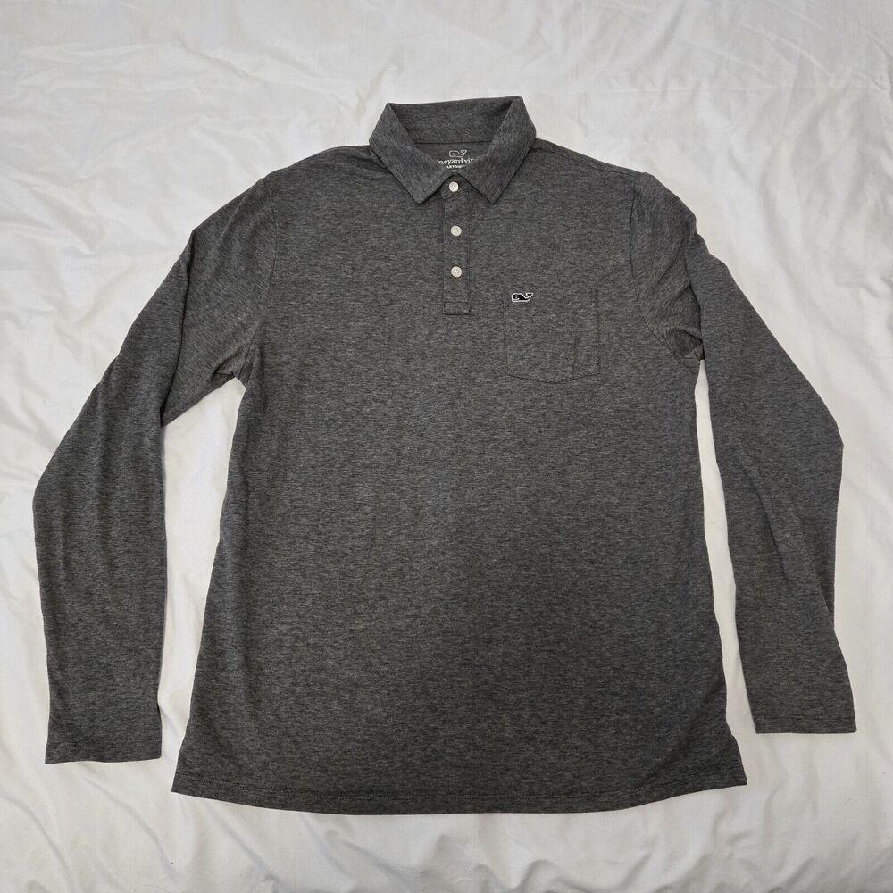 Vineyard Vines Edgartown Polo Shirt Sz Small Dark Gray Performance Shirt Pocket